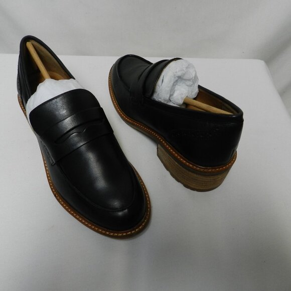 EARTH Lindy Leather comfort Penny Loafers slides black NEW NIB NWT Size Sz 8 - Picture 1 of 15